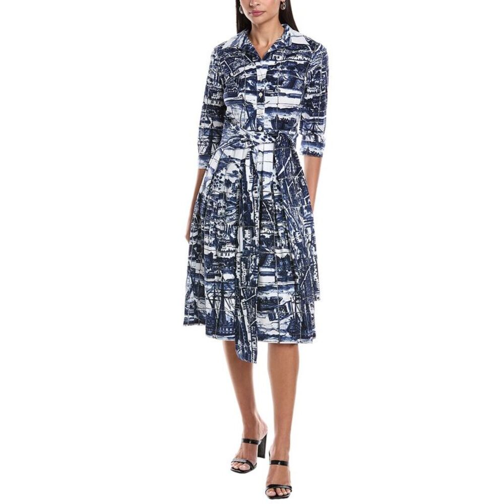 Samantha Sung Womens  Audrey #1 Shirtdress, White - Picture 3 of 4